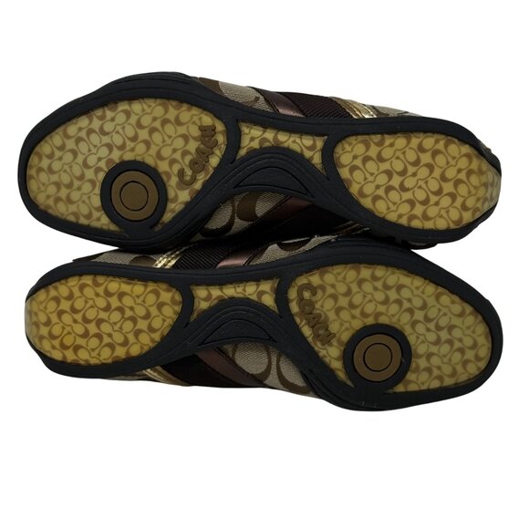 Coach Jayme Womens Monogram Sneakers Size 9M Brown Signature Canvas Suede - READ - Picture 9 of 12